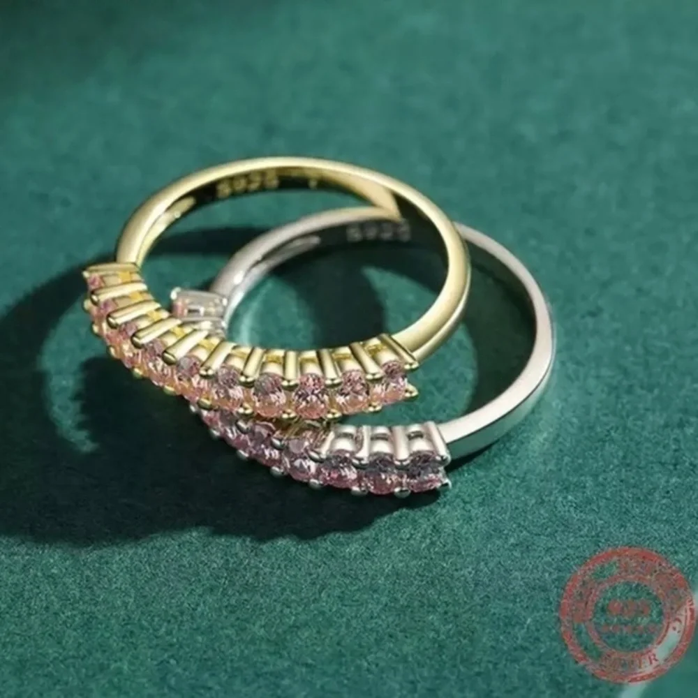 925 Sterling Silver Stackable Round Dazzling Pink Cubic Zirconia Ring